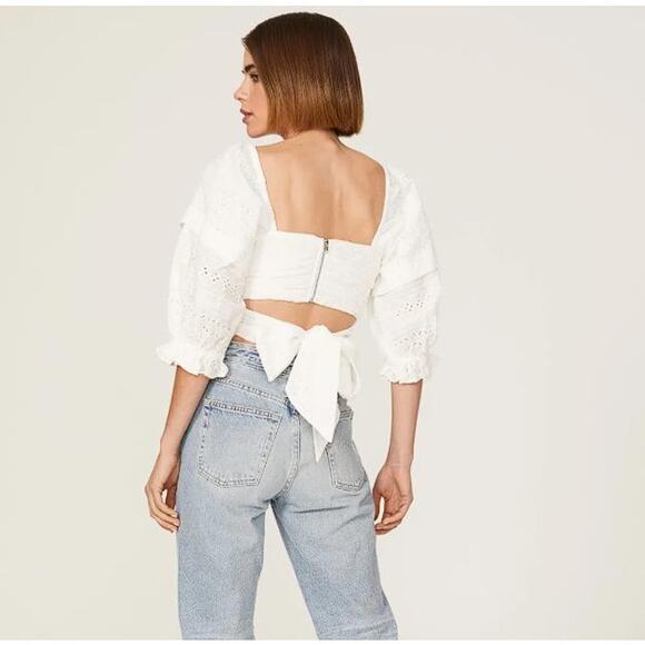 MARISSA WEBB Women's White Eyelet Crop Top Size 2 - Picture 5 of 11